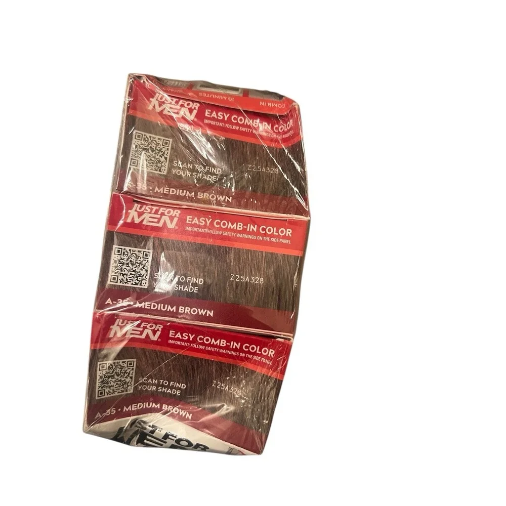 3 Boxes Of Just For Men Hair Color Easy Comb‎ In Medium Brown